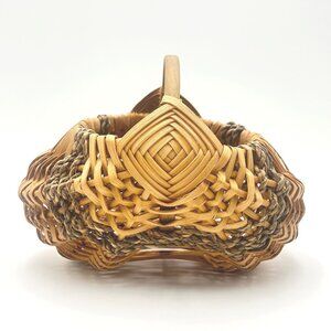 Artisan Made Buttocks Egg Rattan & Straw Basket Stunning Detail Wicker Farmhouse